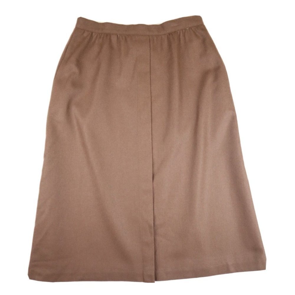 VINTAGE WOMEN'S BROWN WOOL BLEND SKIRT - MICHAEL MATTHEWS - SIZE 12 - POCKETS